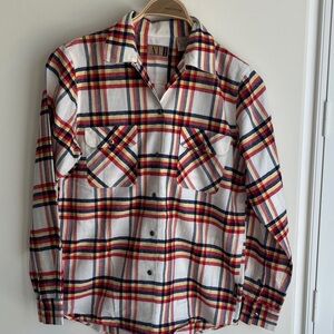 ATDENIM Cotton/Wool Cream/Red/Black Plaid Button Down Shirt Women’s Small